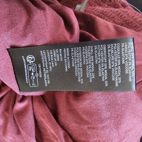 ANTHROPOLOGIE Ruched Square-Neck Wine Colour Dress - Picture 6 of 6